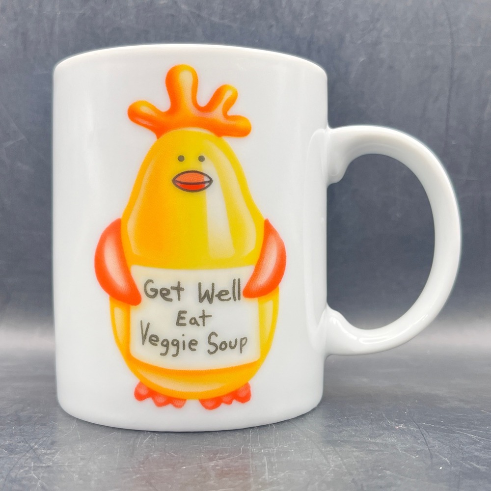 Teleflora Coffee Mug w/ Chicken 'Get Well Eat Veggie Soup' 3.75" Tall 3" 11‎ oz